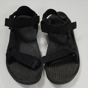 Teva Mens Black Strappy Sandals Hook & Loop Summer Beachy Sz 11 EUC